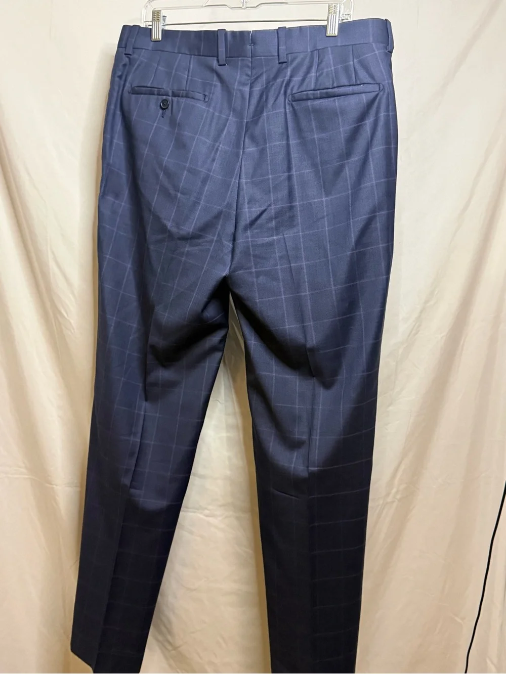 Aristo Eighteen Sterling Men’s 100% Wool Dress Pants Size 34 Navy Windowpane